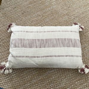 16x24 rustic vintage cotton striped cushion with tassels cotton